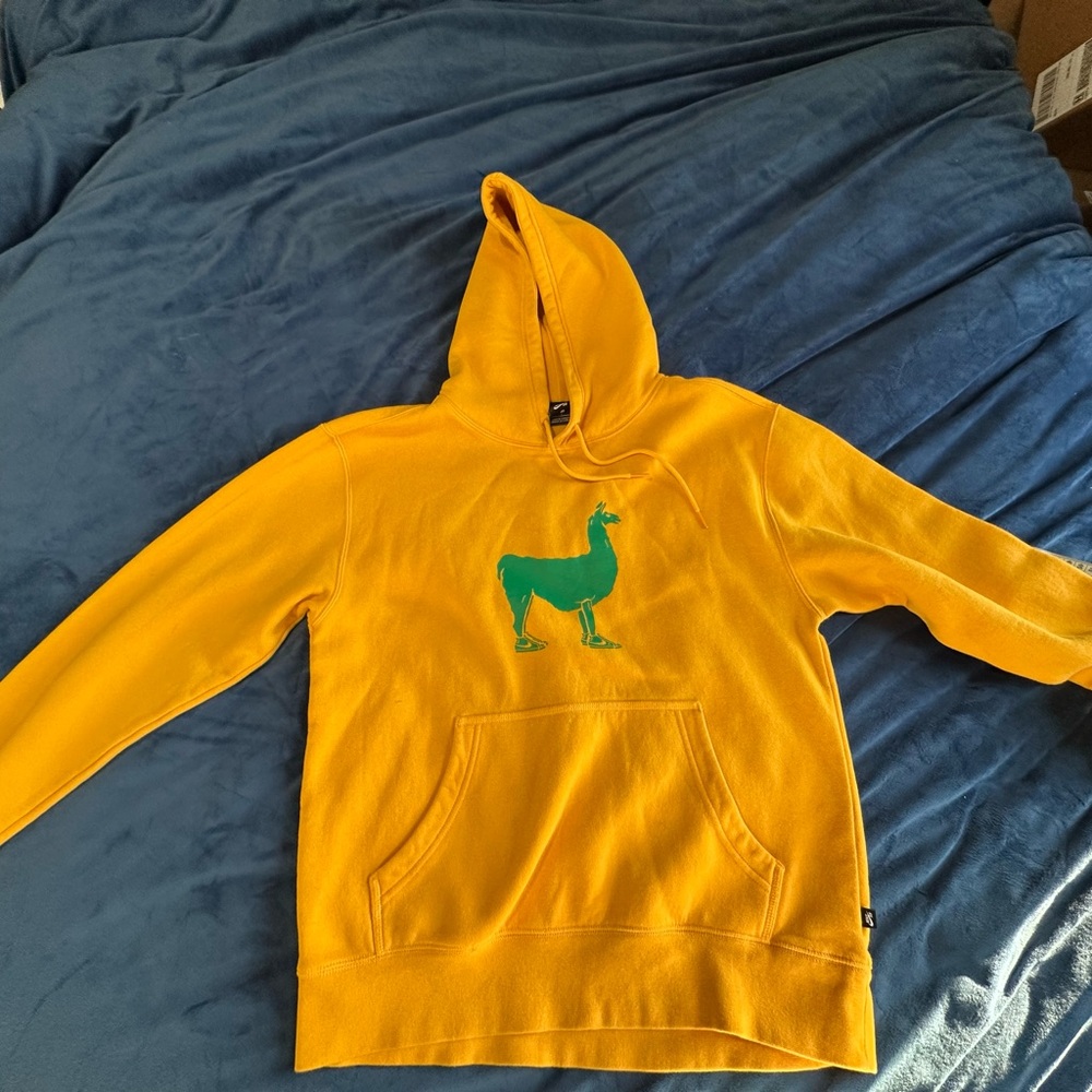 Nike SB Yellow Hoodie with Green Llama Design
